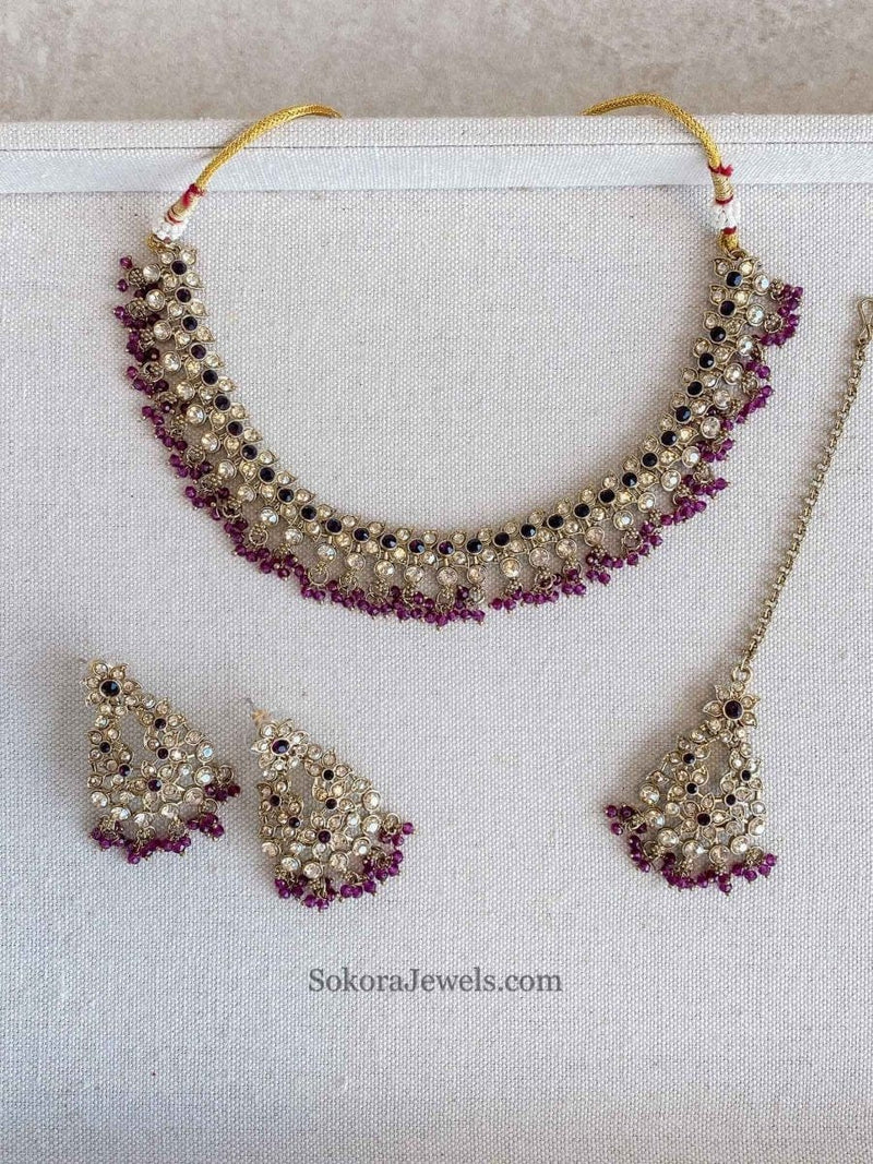 Mila Small Antique Gold Necklace Set - SOKORA JEWELSMila Small Antique Gold Necklace Set