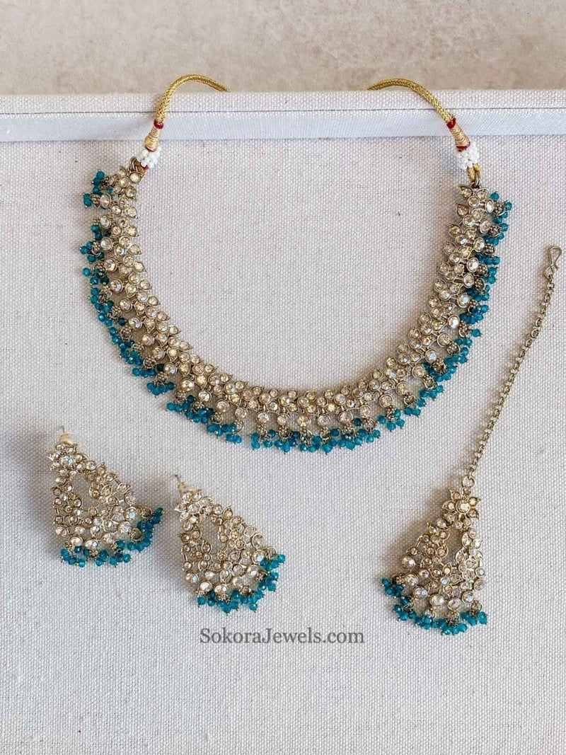 Mila Small Antique Gold Necklace Set - SOKORA JEWELSMila Small Antique Gold Necklace Set