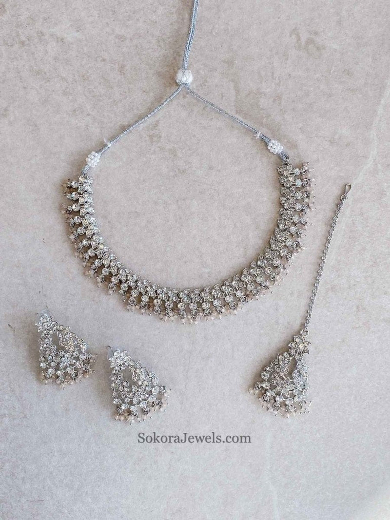 Mila Small Silver Necklace Set - SOKORA JEWELSMila Small Silver Necklace Set