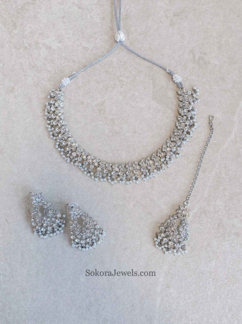 Mila Small Silver Necklace Set - SOKORA JEWELSMila Small Silver Necklace Set