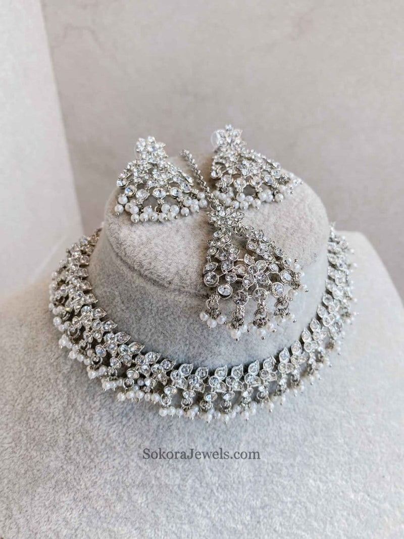 Mila Small Silver Necklace Set - SOKORA JEWELSMila Small Silver Necklace Set