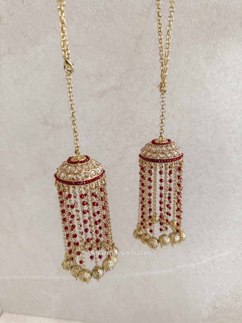 Mini Golden & Maroon Kaleera - SOKORA JEWELSMini Golden & Maroon Kaleera