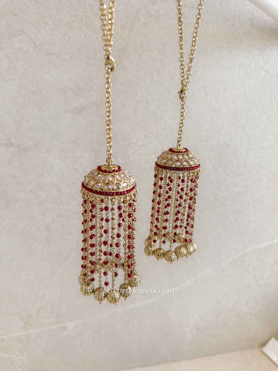 Mini Golden & Maroon Kaleera - SOKORA JEWELSMini Golden & Maroon Kaleera