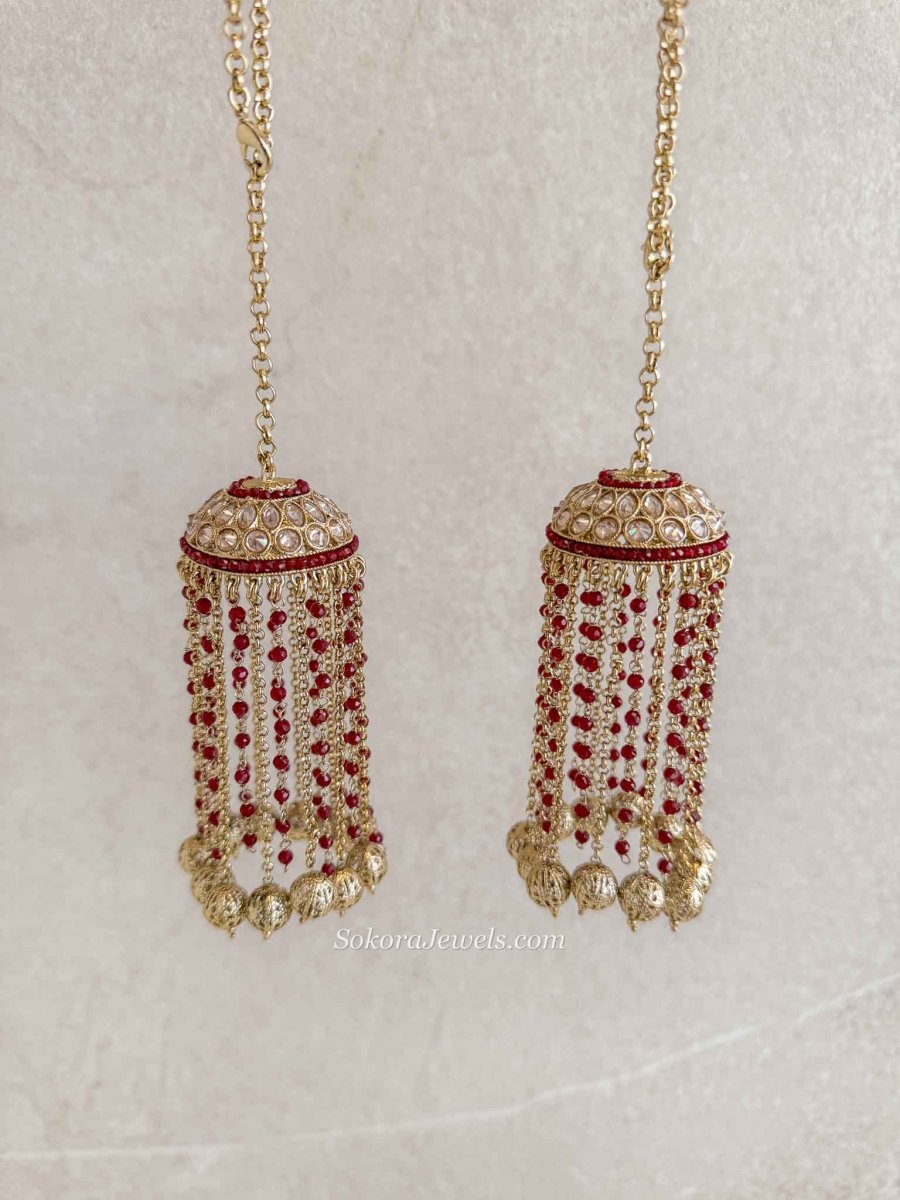 Mini Golden & Maroon Kaleera - SOKORA JEWELSMini Golden & Maroon Kaleera