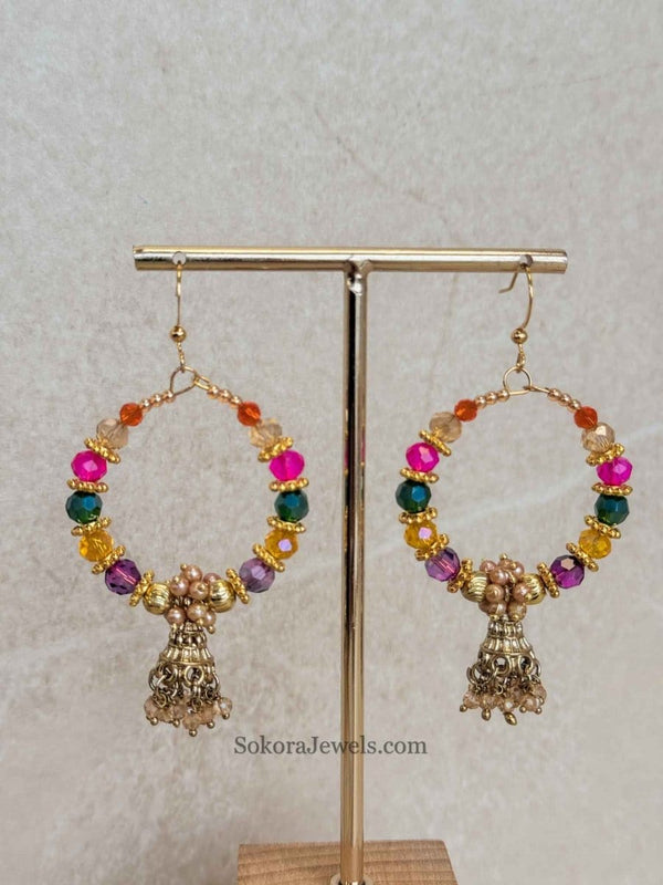 Mini Mendhi Night Jhumka Hoops - SOKORA JEWELSMini Mendhi Night Jhumka Hoops
