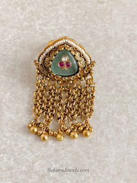 Mint & Gold Ball Tasselled Ring - SOKORA JEWELSMint & Gold Ball Tasselled RingRING