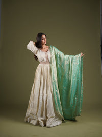 Mint Green Embellished Occasion Dupatta - SOKORA JEWELSMint Green Embellished Occasion Dupatta