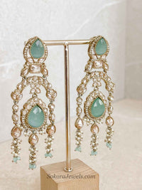 Mint Tasselled Bridal Necklace set - SOKORA JEWELSMint Tasselled Bridal Necklace setNECKLACE SETS
