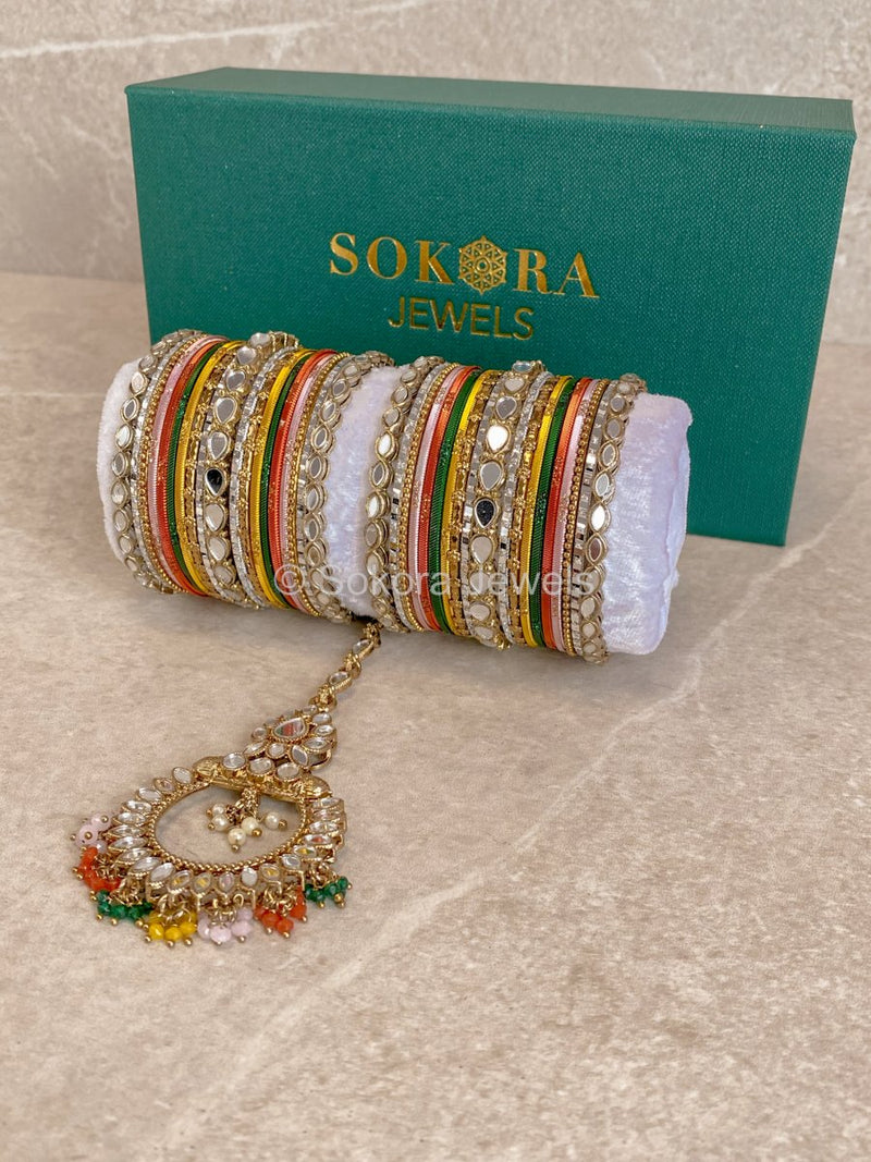 Mirabelle Bangles & Tikka Box Set - Multicolour - SOKORA JEWELSMirabelle Bangles & Tikka Box Set - Multicolour