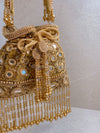 Mirror & Beaded Tassel Detail Bag - Gold - SOKORA JEWELSMirror & Beaded Tassel Detail Bag - Gold