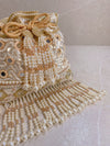 Mirror & Beaded Tassel Detail Bag - Light Gold - SOKORA JEWELSMirror & Beaded Tassel Detail Bag - Light Gold