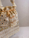 Mirror & Beaded Tassel Detail Bag - Light Gold - SOKORA JEWELSMirror & Beaded Tassel Detail Bag - Light Gold