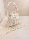 Mirror & Beaded Tassel Detail Bag - White - SOKORA JEWELSMirror & Beaded Tassel Detail Bag - White