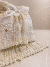 Mirror & Beaded Tassel Detail Bag - White - SOKORA JEWELSMirror & Beaded Tassel Detail Bag - White