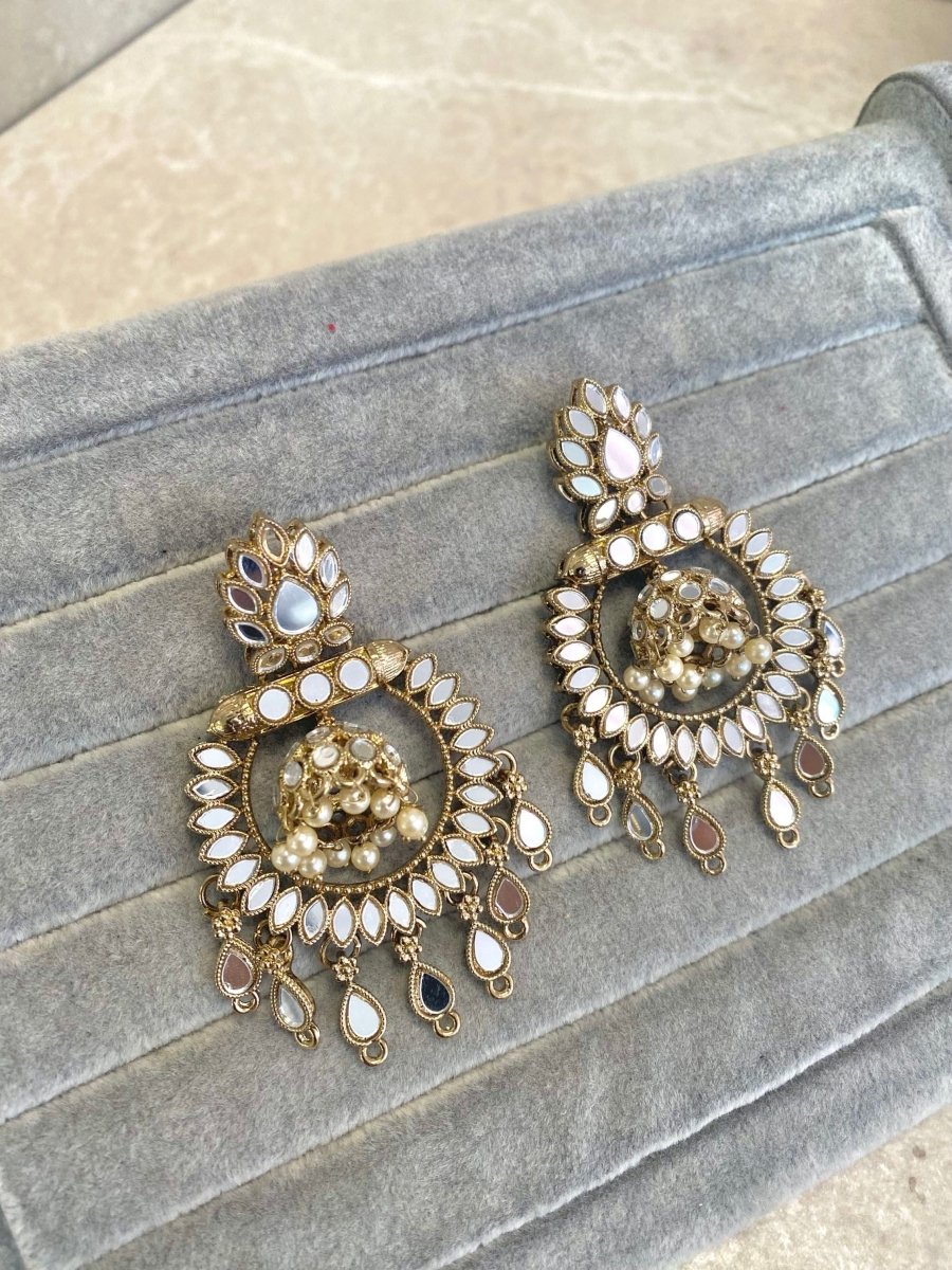 Mirror Chandbali Earrings - SOKORA JEWELSMirror Chandbali Earrings