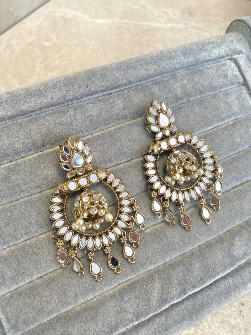 Mirror Chandbali Earrings - SOKORA JEWELSMirror Chandbali Earrings