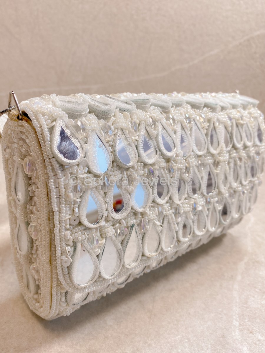 Mirror Detail Bag - White - SOKORA JEWELSMirror Detail Bag - White