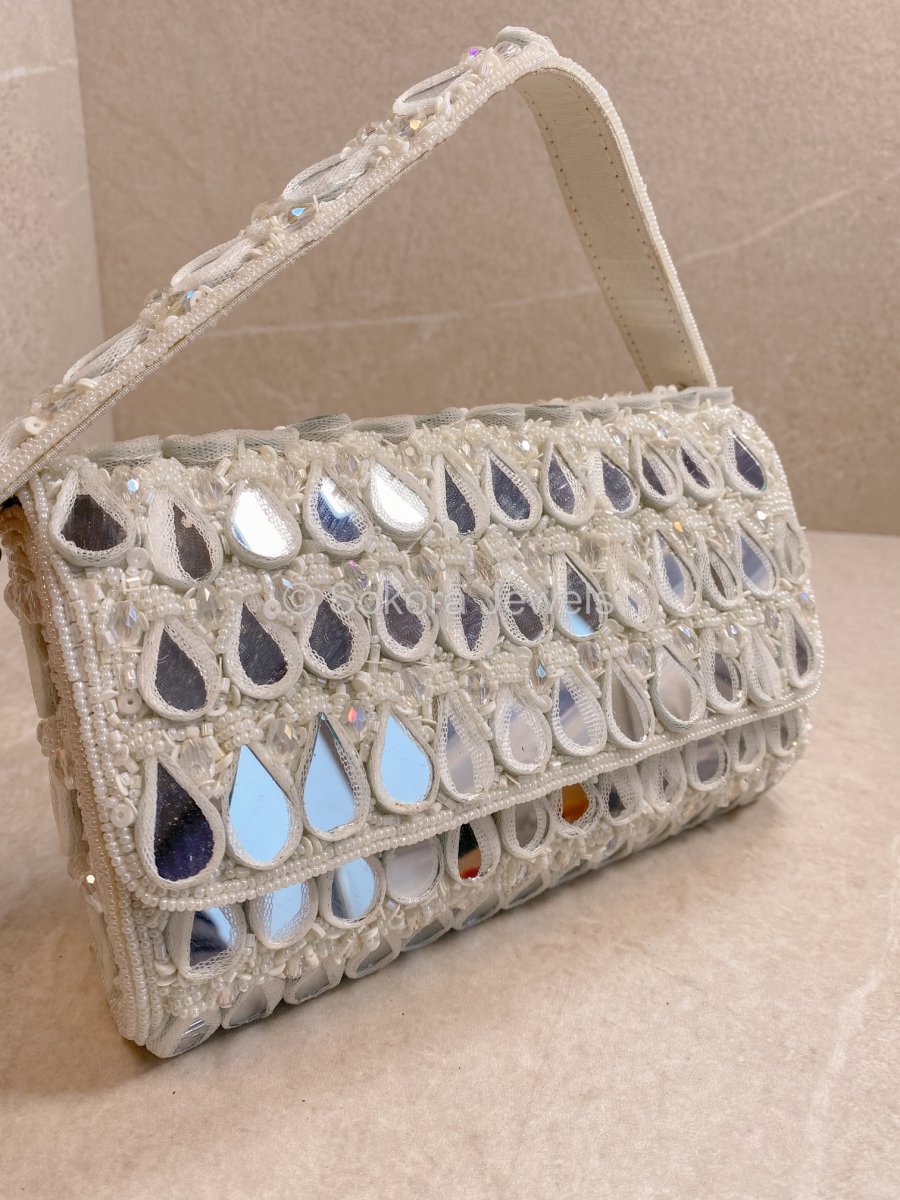 Mirror Detail Bag - White - SOKORA JEWELSMirror Detail Bag - White