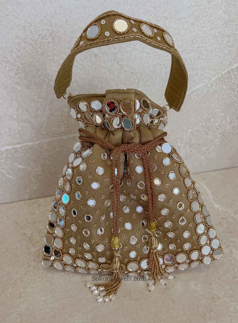 Mirror Detail Potli Bag - 3 Colour Options - SOKORA JEWELSMirror Detail Potli Bag - 3 Colour Options