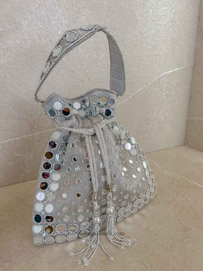 Mirror Detail Potli Bag - 3 Colour Options - SOKORA JEWELSMirror Detail Potli Bag - 3 Colour Options