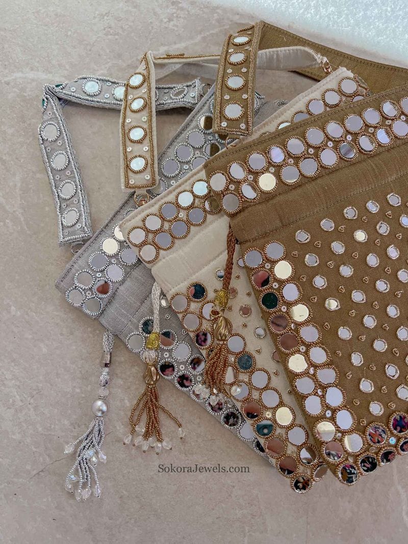 Mirror Detail Potli Bag - 3 Colour Options - SOKORA JEWELSMirror Detail Potli Bag - 3 Colour Options