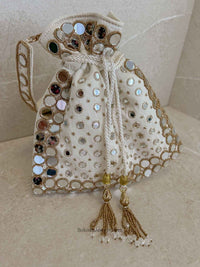 Mirror Detail Potli Bag - 3 Colour Options - SOKORA JEWELSMirror Detail Potli Bag - 3 Colour Options