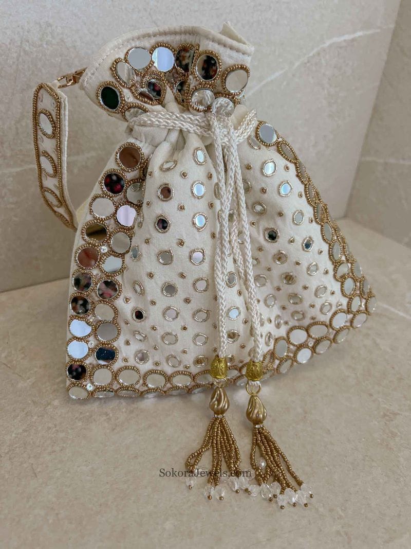 Mirror Detail Potli Bag - 3 Colour Options - SOKORA JEWELSMirror Detail Potli Bag - 3 Colour Options