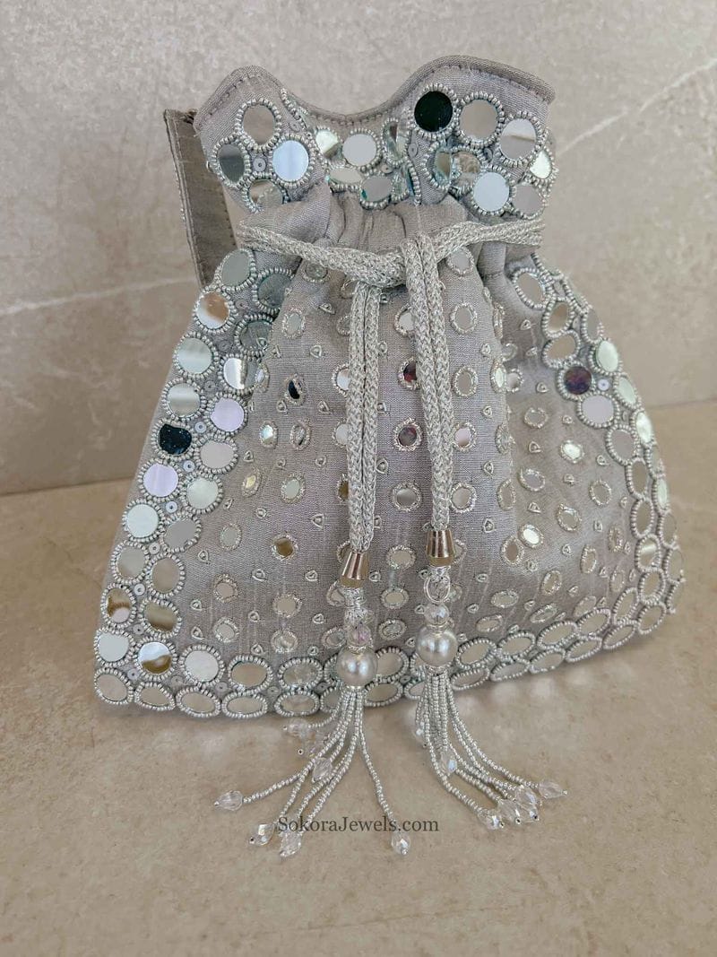 Mirror Detail Potli Bag - 3 Colour Options - SOKORA JEWELSMirror Detail Potli Bag - 3 Colour Options