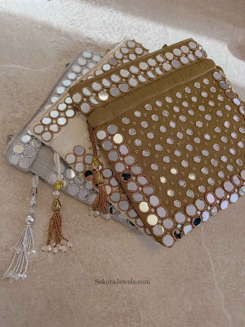 Mirror Detail Potli Bag - 3 Colour Options - SOKORA JEWELSMirror Detail Potli Bag - 3 Colour Options