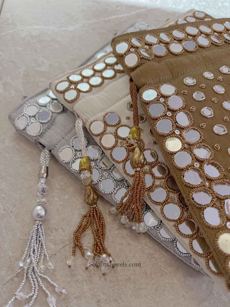 Mirror Detail Potli Bag - 3 Colour Options - SOKORA JEWELSMirror Detail Potli Bag - 3 Colour Options