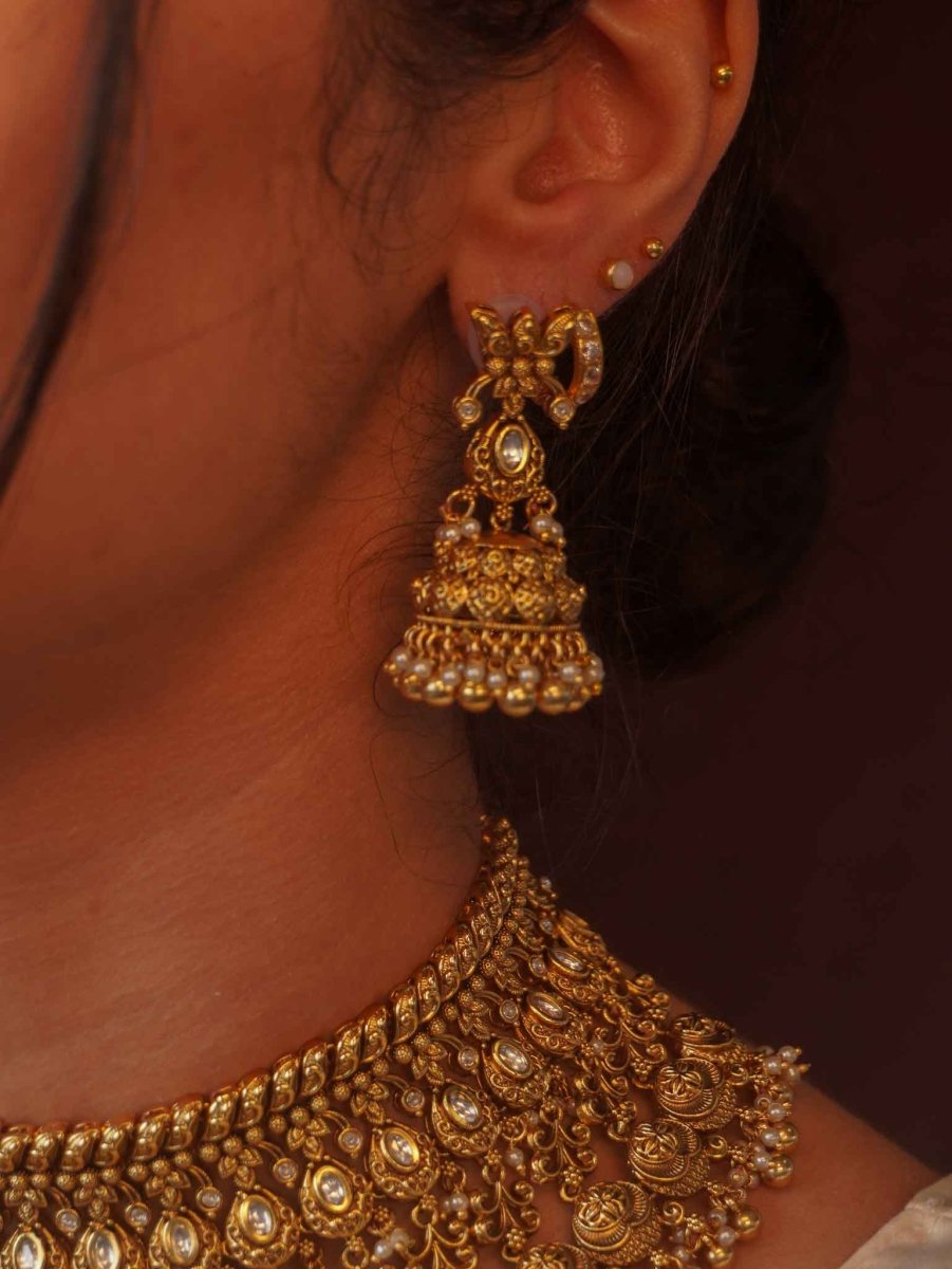 Mohal Bridal Necklace Set – Gold Plated Kundan Choker Set - SOKORA JEWELSMohal Bridal Necklace Set – Gold Plated Kundan Choker Set