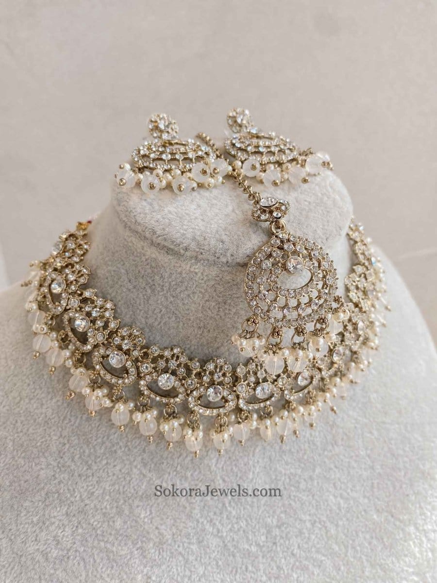 Mona Clear Gold Necklace Set - SOKORA JEWELSMona Clear Gold Necklace Set