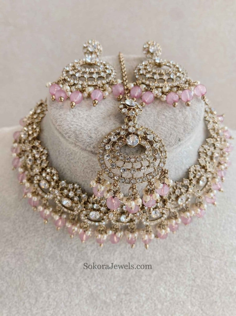 Mona Clear Gold Necklace Set - SOKORA JEWELSMona Clear Gold Necklace Set