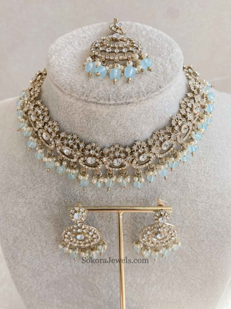 Mona Clear Gold Necklace Set - SOKORA JEWELSMona Clear Gold Necklace Set