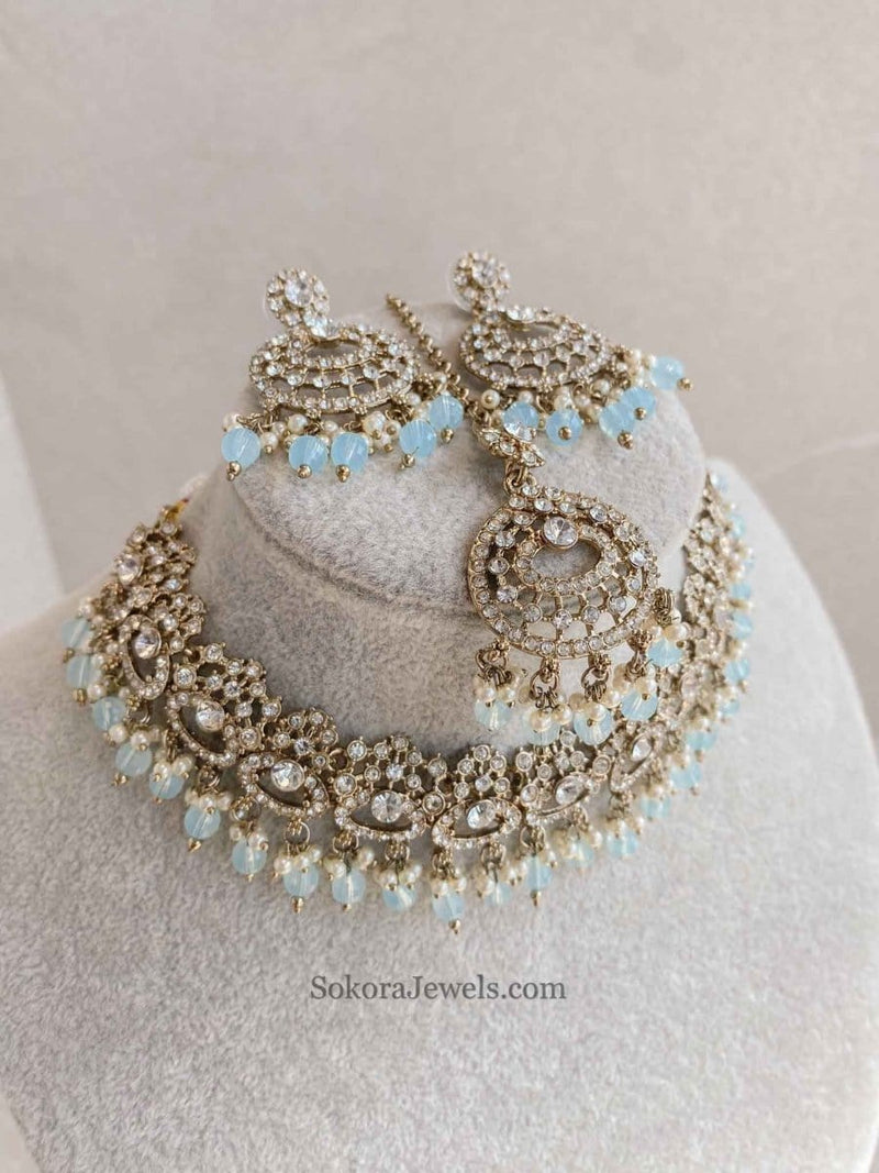 Mona Clear Gold Necklace Set - SOKORA JEWELSMona Clear Gold Necklace Set