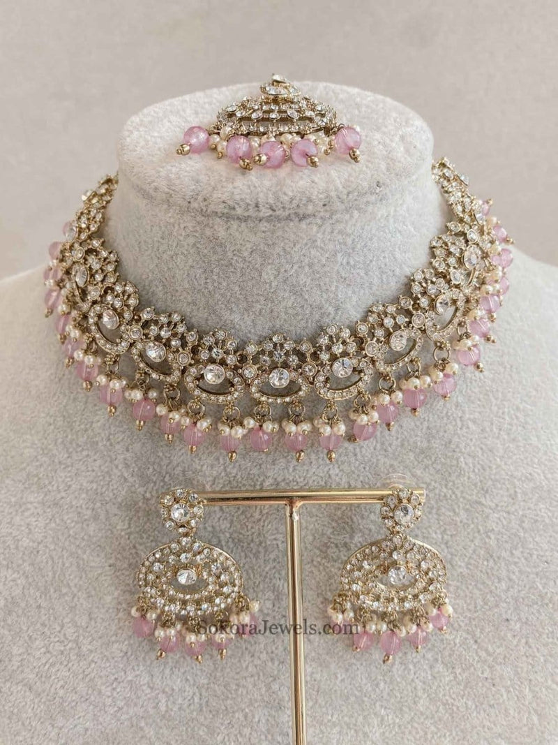 Mona Clear Gold Necklace Set - SOKORA JEWELSMona Clear Gold Necklace Set