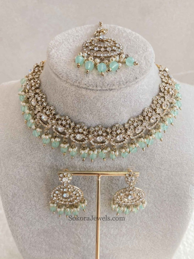 Mona Clear Gold Necklace Set - SOKORA JEWELSMona Clear Gold Necklace Set