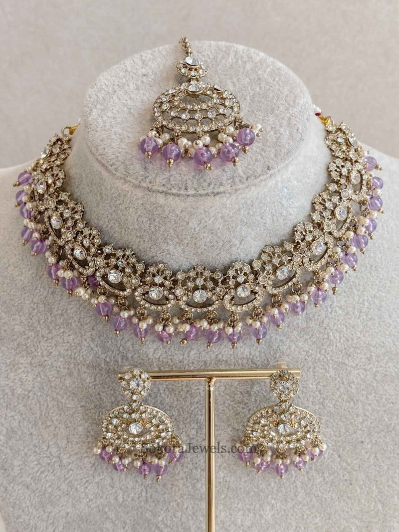 Mona Clear Gold Necklace Set - SOKORA JEWELSMona Clear Gold Necklace Set