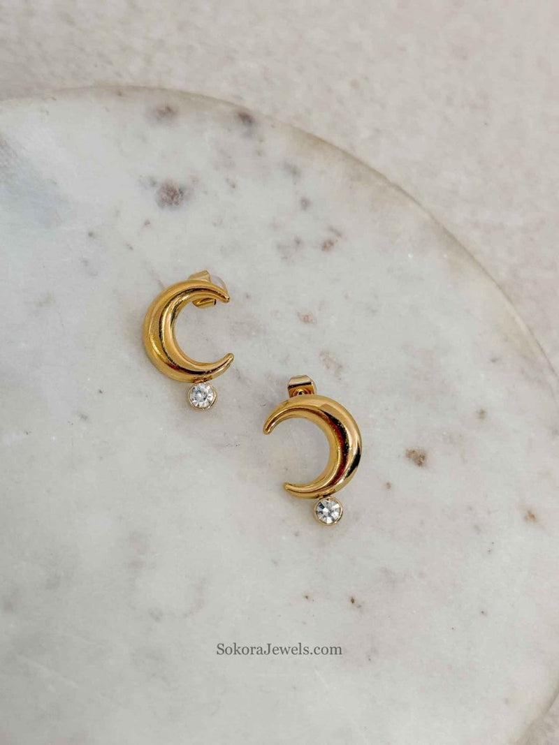 Moon Shaped Stud earrings - SOKORA JEWELSMoon Shaped Stud earrings