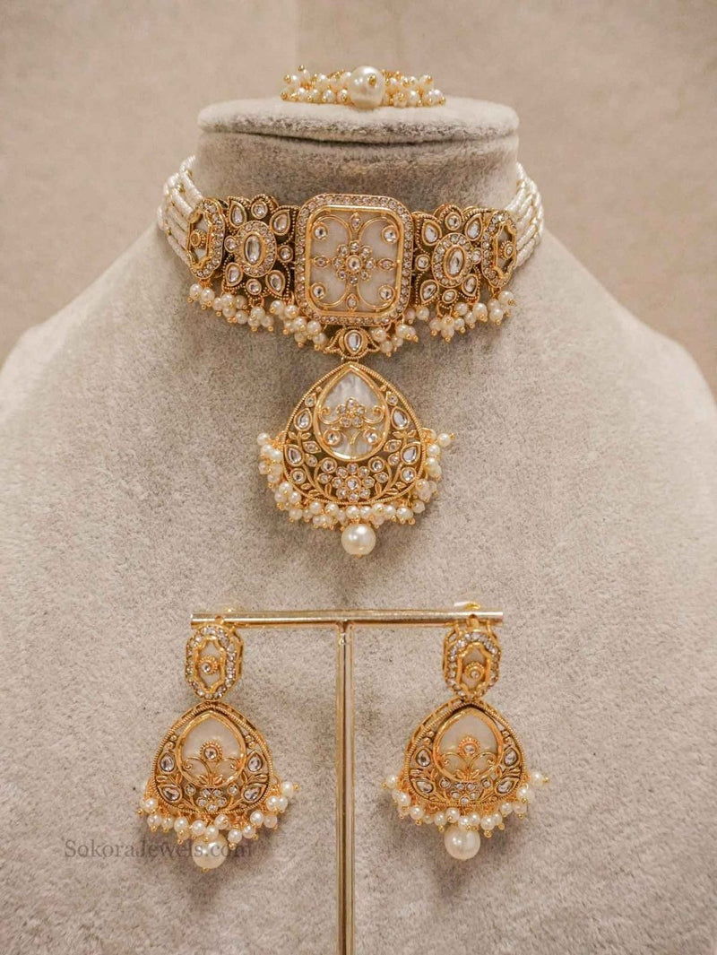 Mother of Pearl Choker Set - SOKORA JEWELSMother of Pearl Choker Set