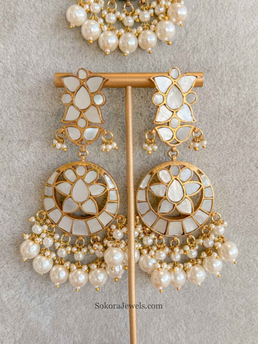 Mother of Pearl Gold Plated Bridal Set - SOKORA JEWELSMother of Pearl Gold Plated Bridal Set