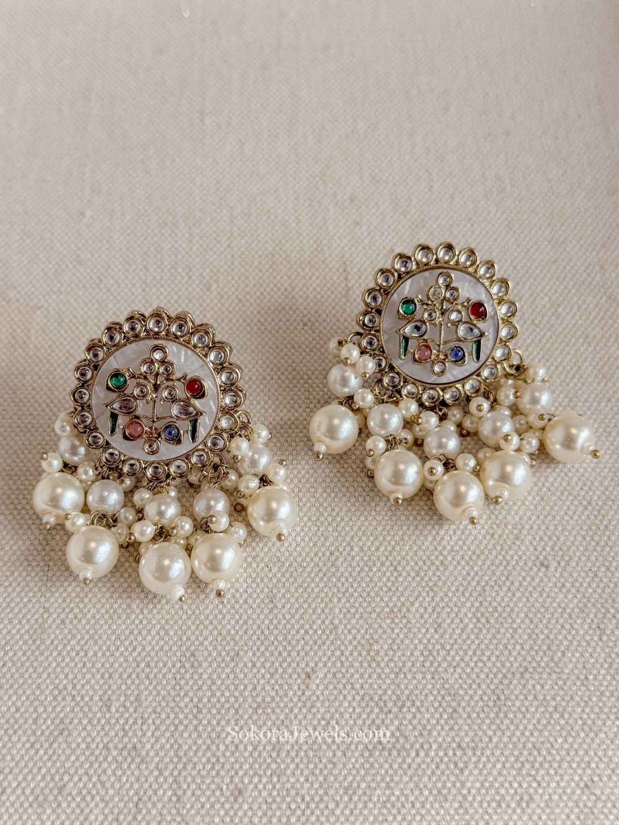 Mother of Pearl & Multigem Detail Earrings - SOKORA JEWELSMother of Pearl & Multigem Detail Earrings
