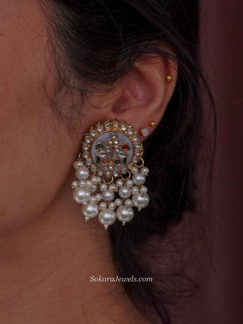 Mother of Pearl & Multigem Detail Earrings - SOKORA JEWELSMother of Pearl & Multigem Detail Earrings