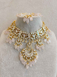 Mother of Pearl Pink Bridal Set - Gold Plated - SOKORA JEWELSMother of Pearl Pink Bridal Set - Gold Plated