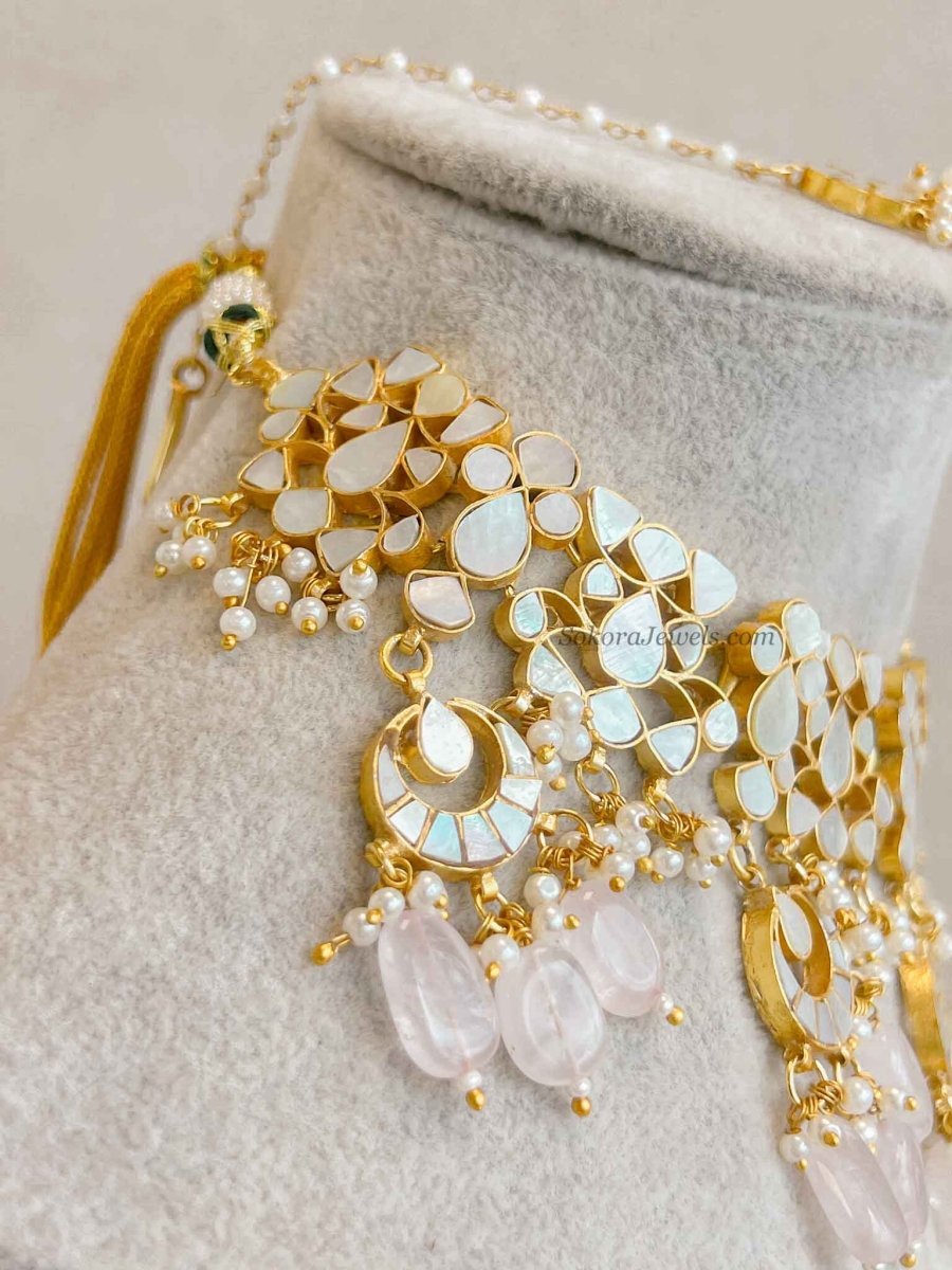 Mother of Pearl Pink Bridal Set - Gold Plated - SOKORA JEWELSMother of Pearl Pink Bridal Set - Gold Plated
