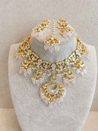 Mother of Pearl Pink Bridal Set - Gold Plated - SOKORA JEWELSMother of Pearl Pink Bridal Set - Gold Plated