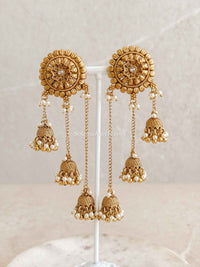 Multi Jhumka Statement Earrings with Pearls - SOKORA JEWELSMulti Jhumka Statement Earrings with Pearls