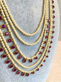 Multi Strand Pearly Mala - Ruby - SOKORA JEWELSMulti Strand Pearly Mala - RubyNECKLACE SETS