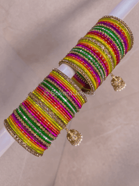 Multicolour and Jhumka bangle set - SOKORA JEWELSMulticolour and Jhumka bangle setBANGLES