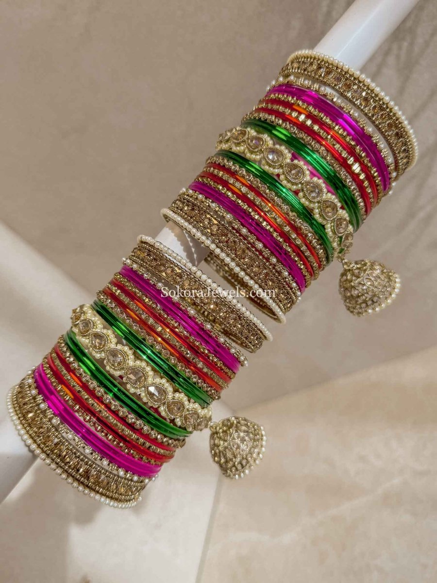 Multicolour Bridal Bangle Set - SOKORA JEWELSMulticolour Bridal Bangle SetBANGLES